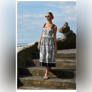 NWT $410 Johnny Was Mel Embroidered Cotton Midi-Dress